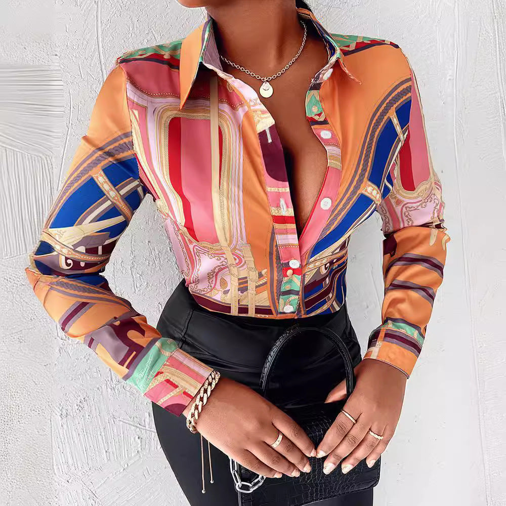 WOLFF | Digitaldruck Button Shirt Top