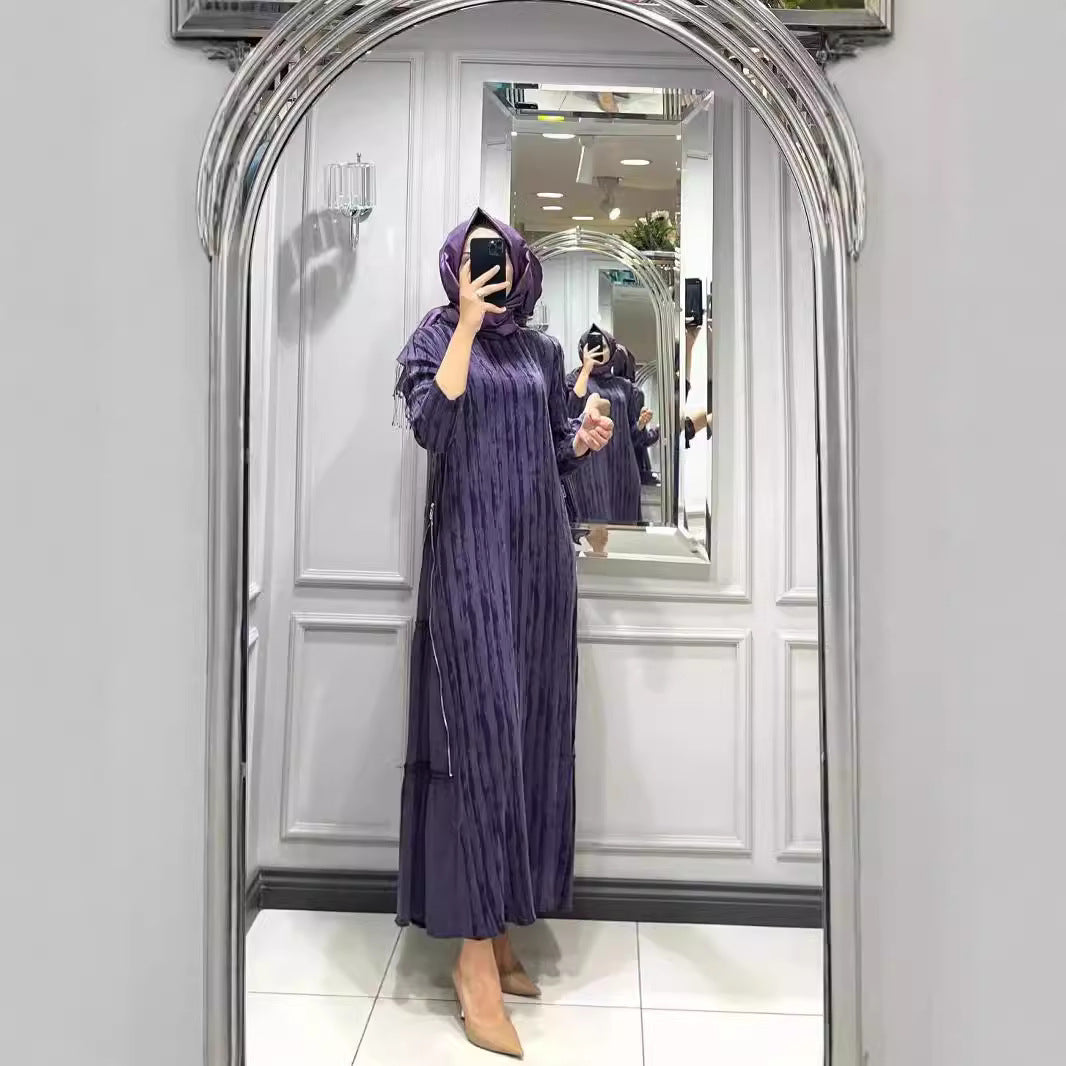 WOLFF | Muster Seitenreißverschluss Langarmkleid