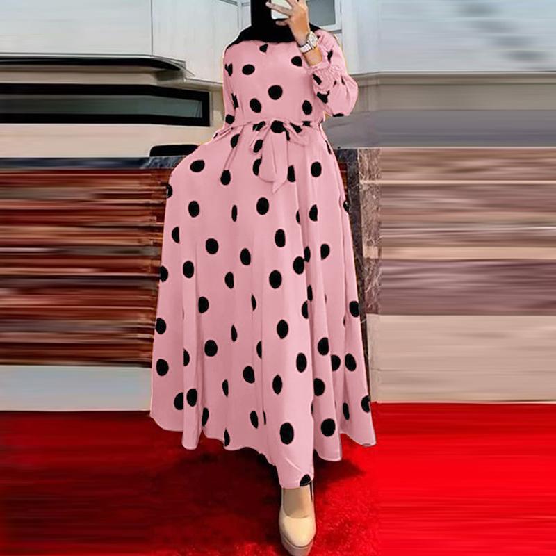 WOLFF | Polka Dot Großes Schwung Langarmkleid