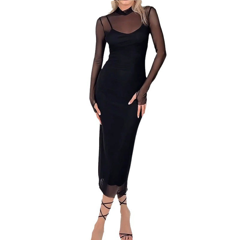WOLFF | Durchsichtiges Mesh-Einfarbiges Kleid