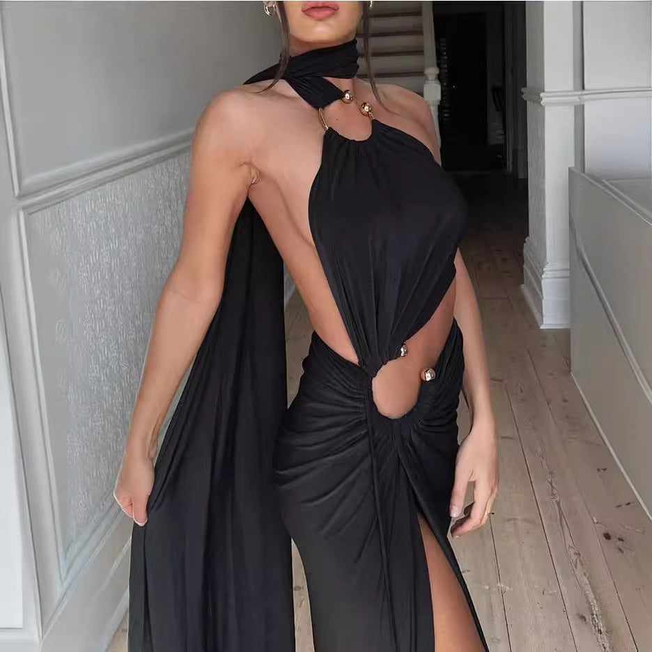 WOLFF | Elegantes trägerloses Schlitzkleid