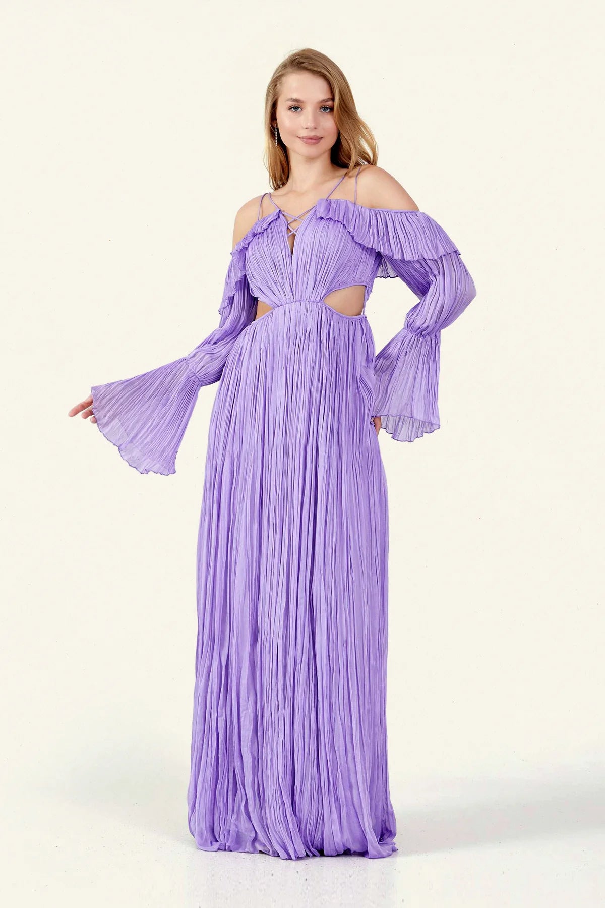 WOLFF | Offene Rückansicht Spliced Flare Langkleid
