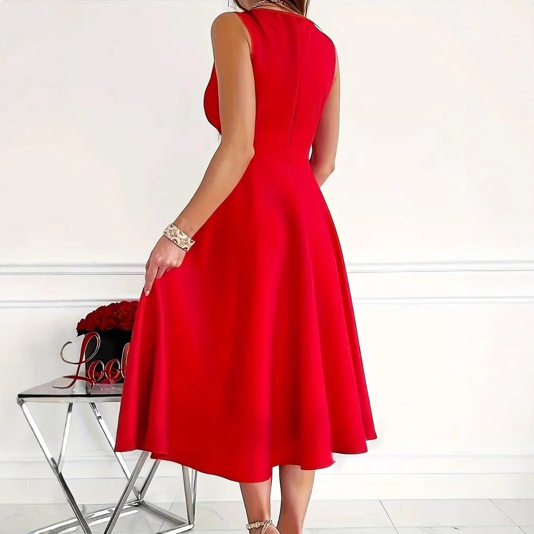WOLFF | Einfarbiges Tankkleid Asymmetrischer Ausschnitt Kleid