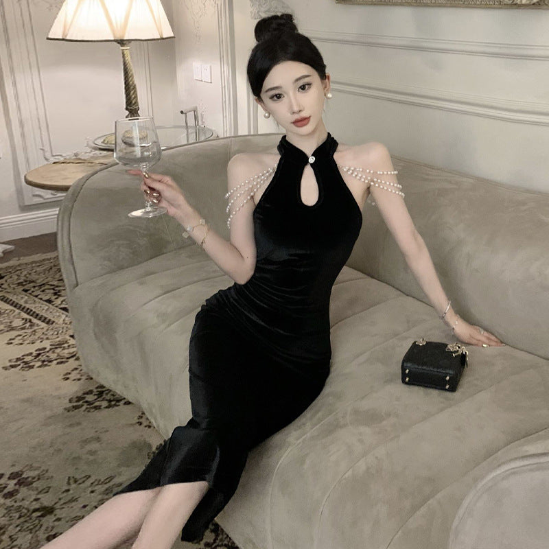 WOLFF | Slimming Verbesserte Lange Rock Qipao Kettenkleid