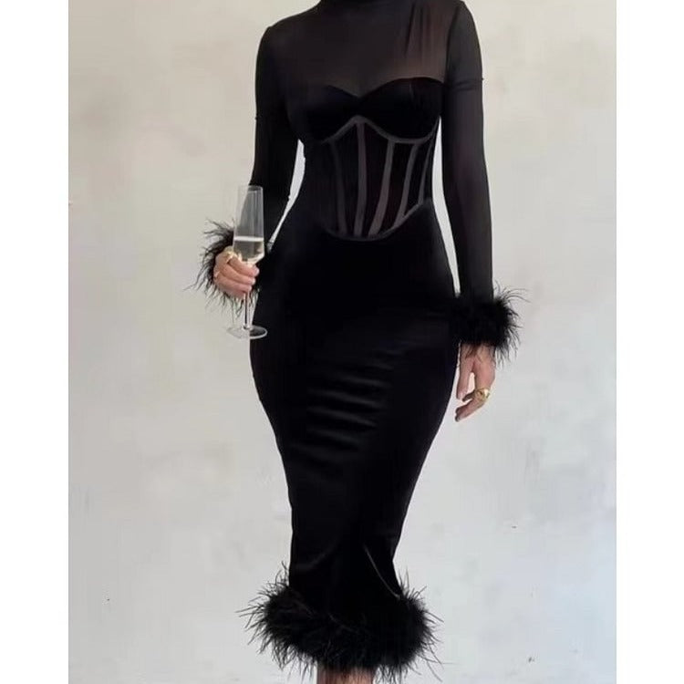 WOLFF | Slim Velvet Bodycon Kleid