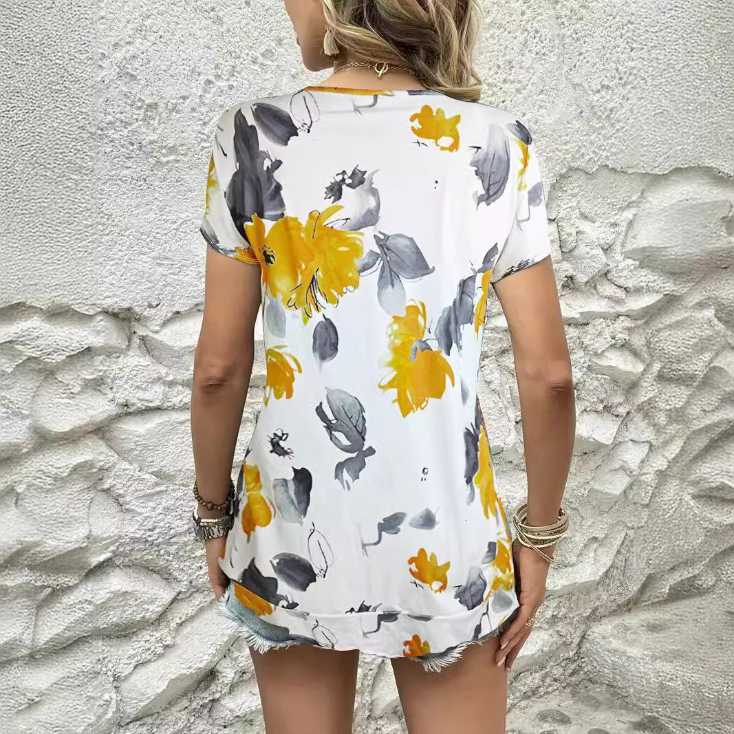 WOLFF | Floraler Digitaldruck Kurzarm-Tee