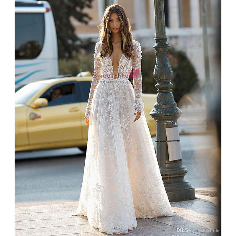 WOLFF | Spitzen Langarm Feiertagsabendkleid