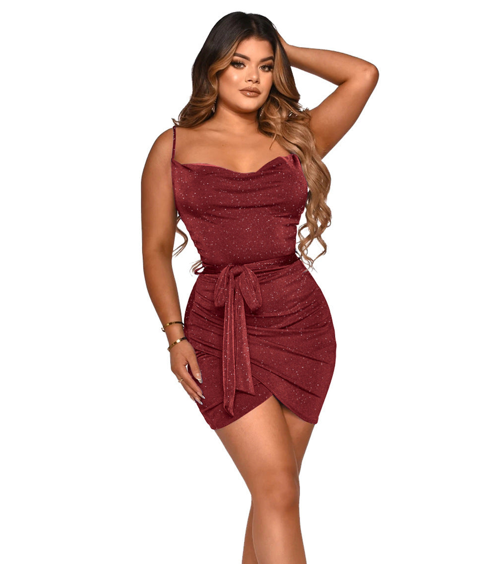WOLFF | Glänzendes Strapless ärmelloses sexy Bodycon-Kleid