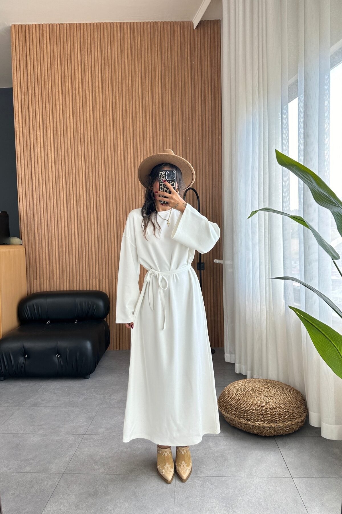 1Loose Drawstring Long Dress