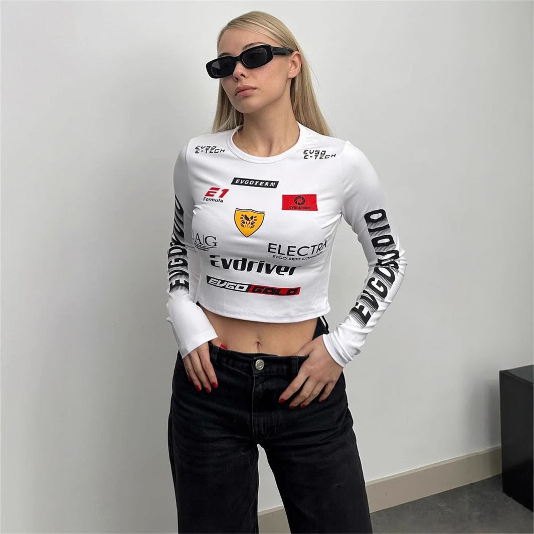 WOLFF | Motorrad Druck Lässiges Hot Girl Top