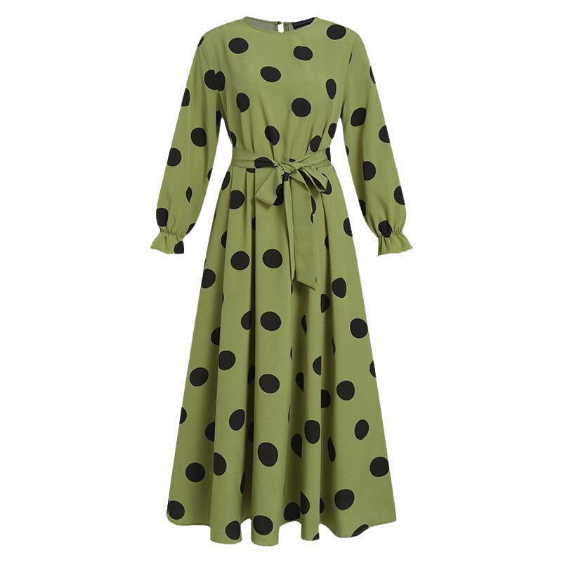 WOLFF | Polka Dot Großes Schwung Langarmkleid