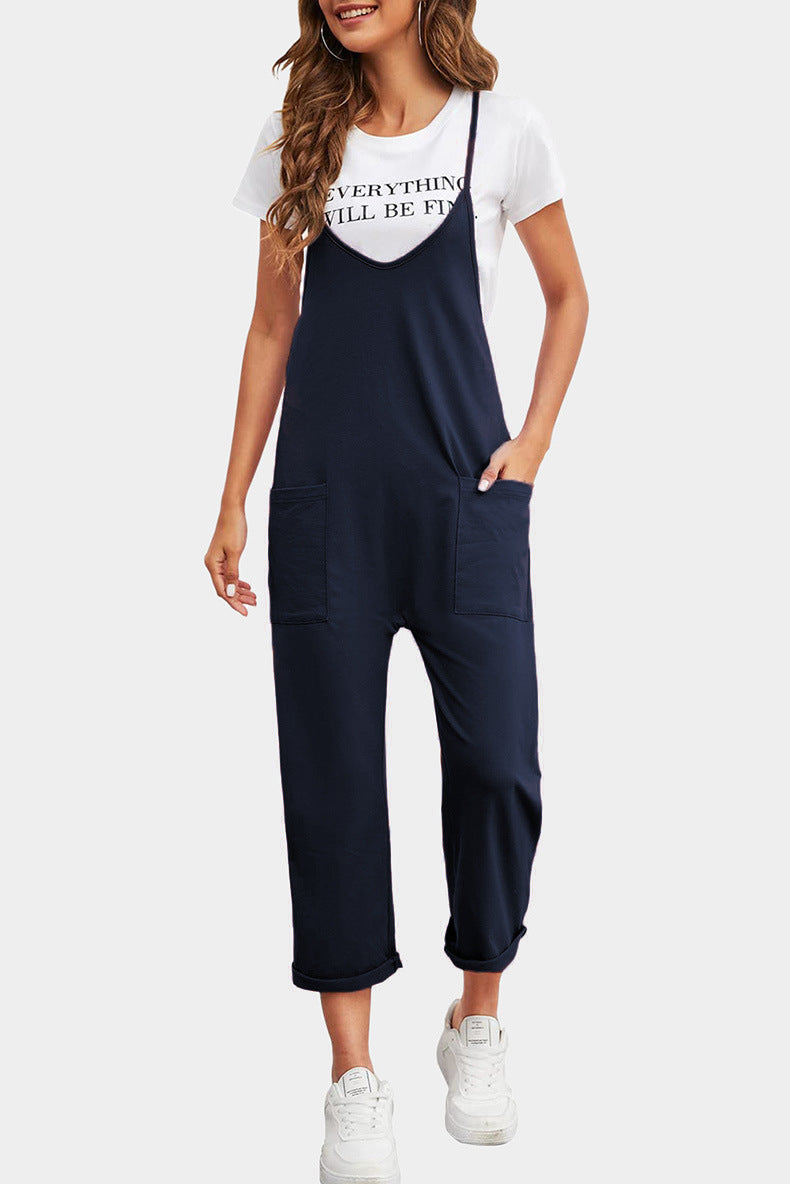 WOLFF | Lässige Taschen Lange Hose Einfarbiger Lockere Overall