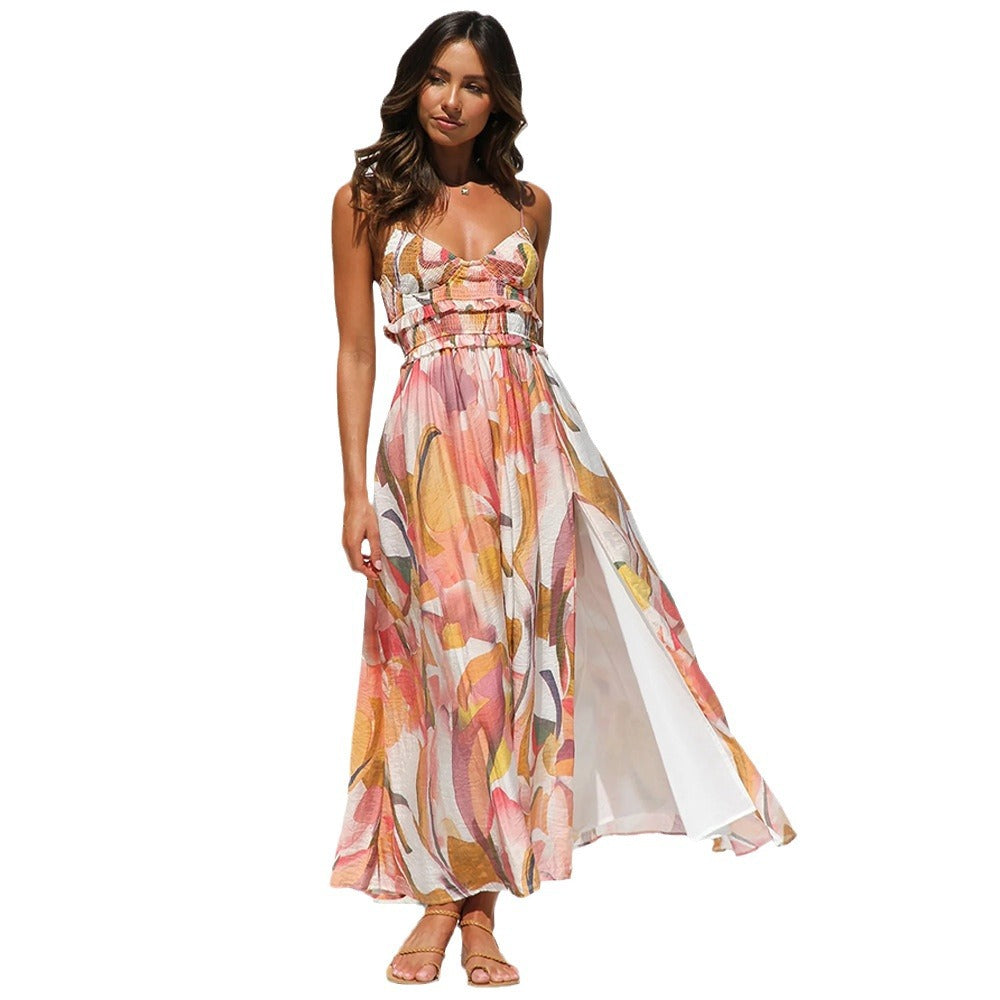 1Printed Camisole Vacation Beach Dress
