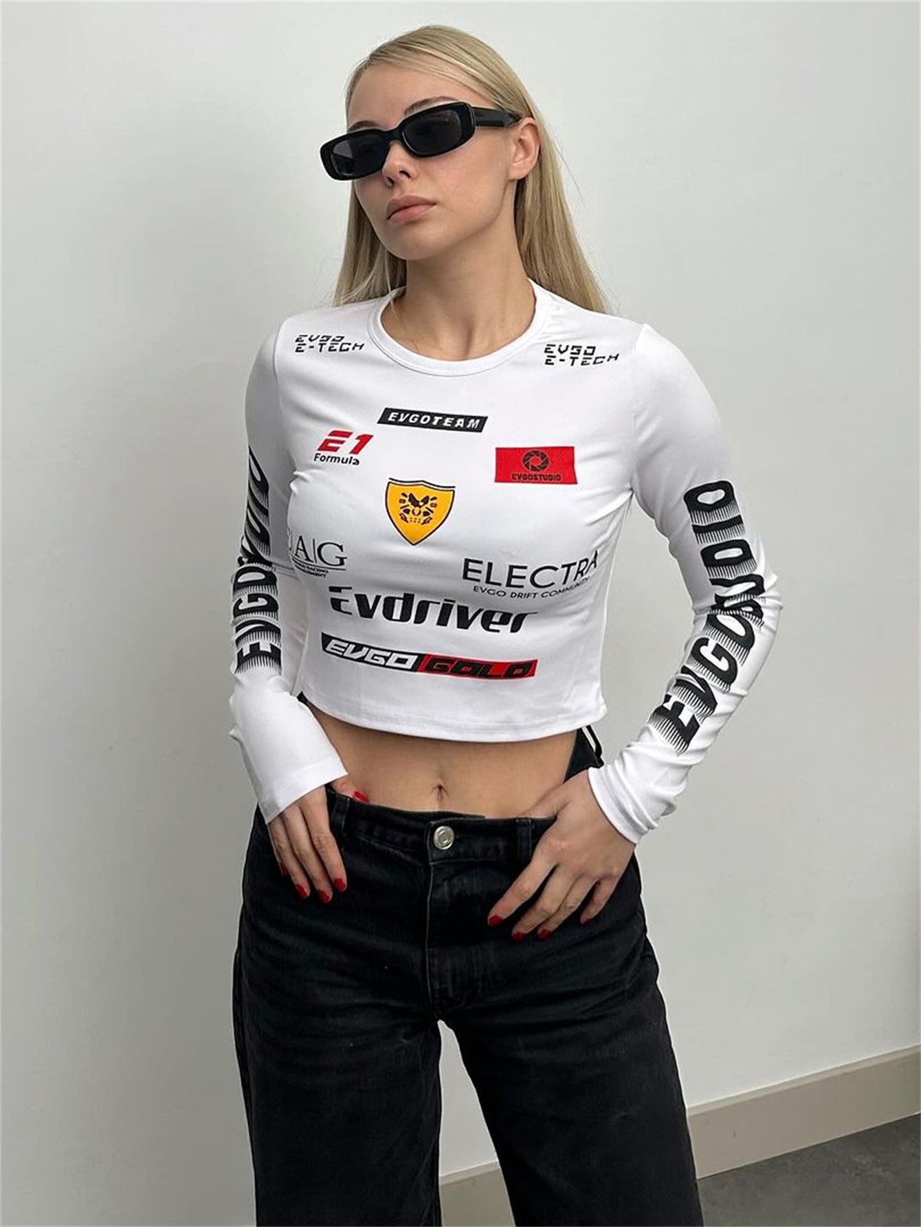 WOLFF | Motorrad Druck Lässiges Hot Girl Top