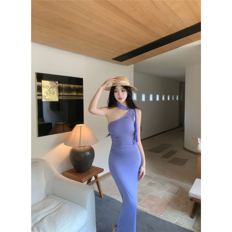 WOLFF | Modisches Ein-Schulter Sexy Bodycon Lang Kleid