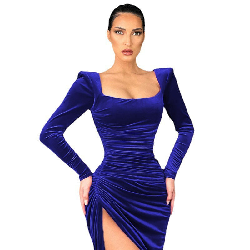 WOLFF | Raffiniertes High Waist Quadrat-Ausschnitt Mini-Kleid