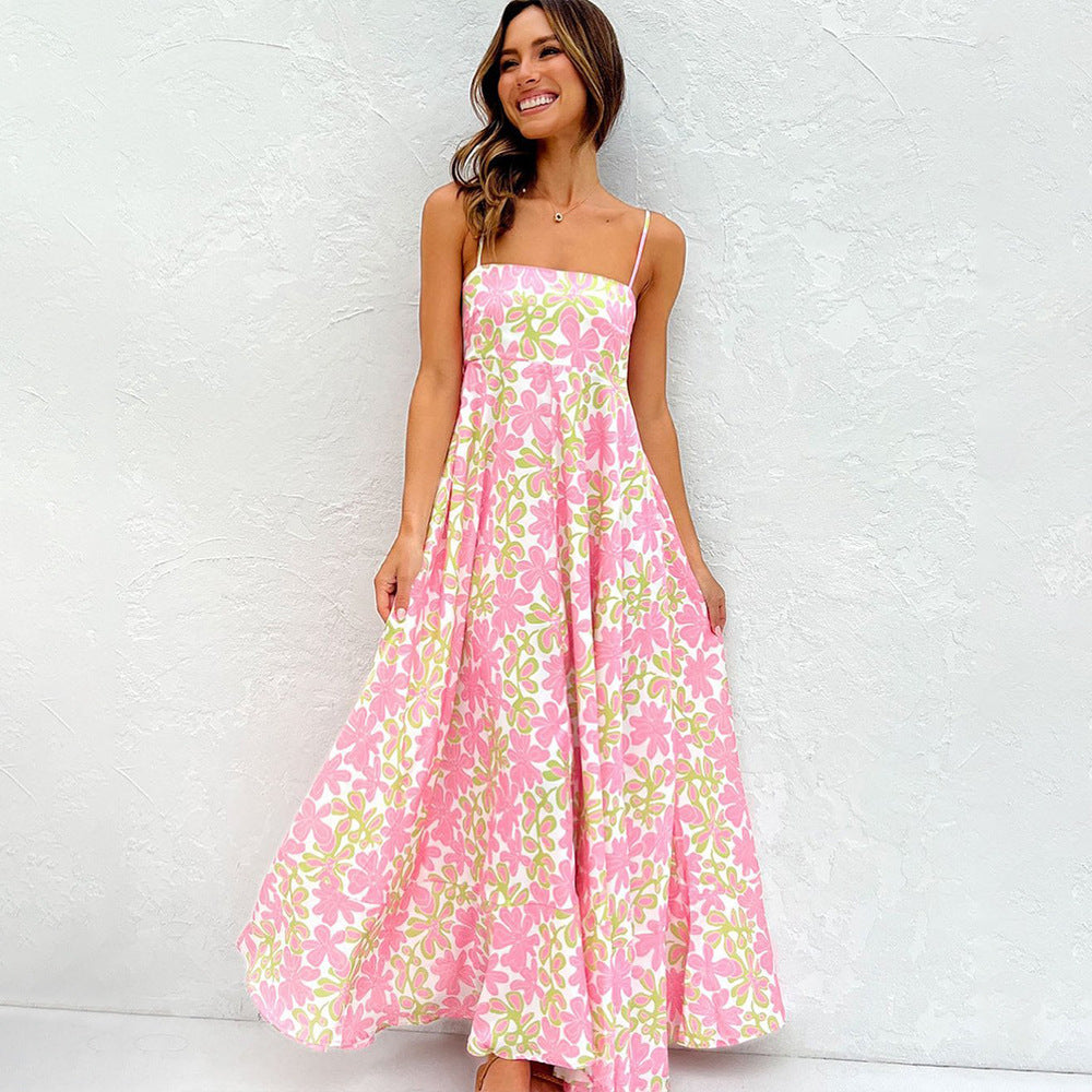 WOLFF | Bedrucktes Elastikband Urlaubs Strandkleid