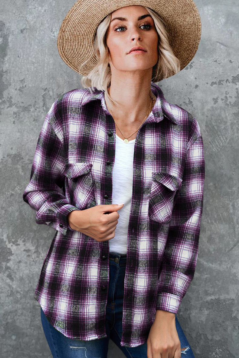 WOLFF | Kariertes Revers Cardigan Hemd