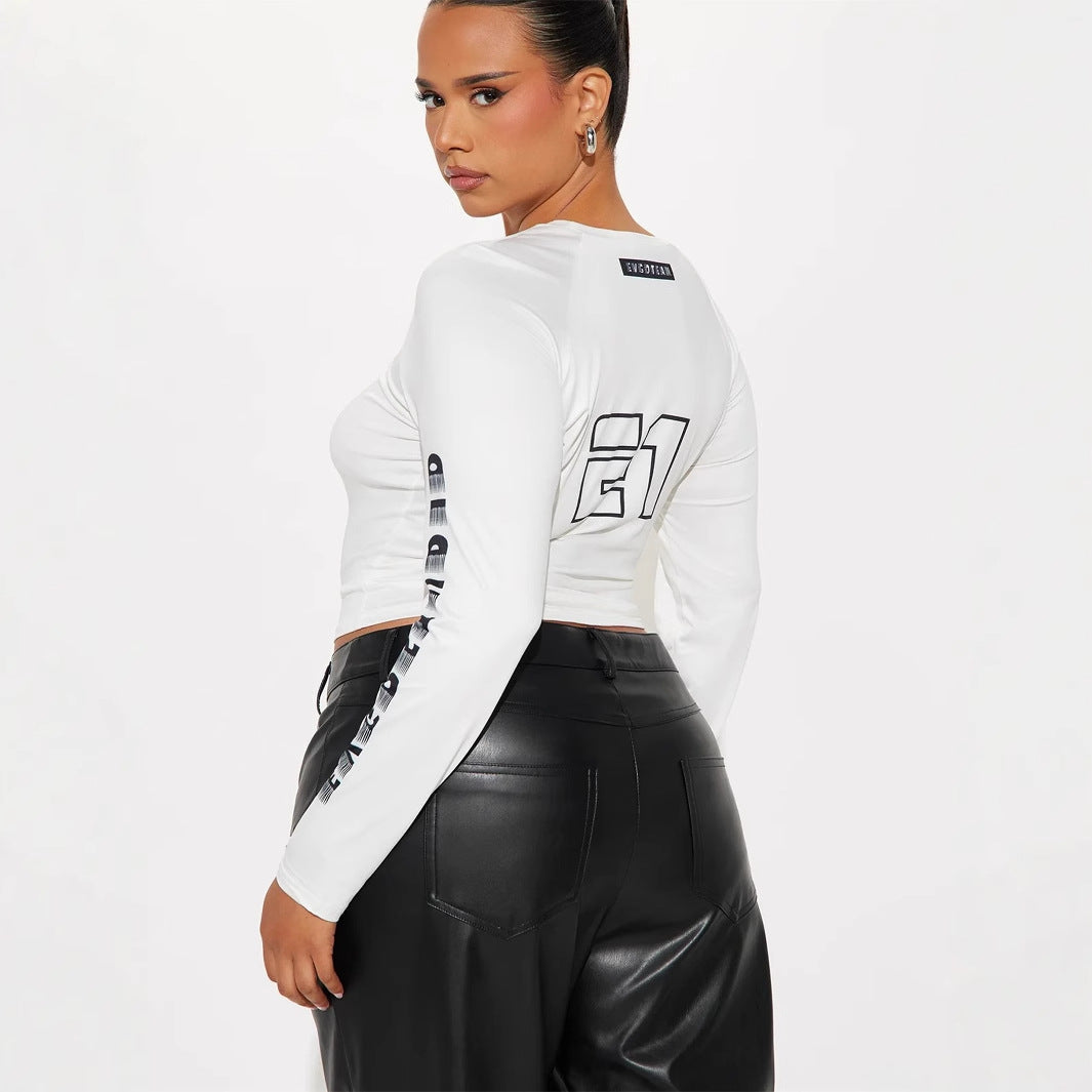 WOLFF | Motorrad Druck Lässiges Hot Girl Top