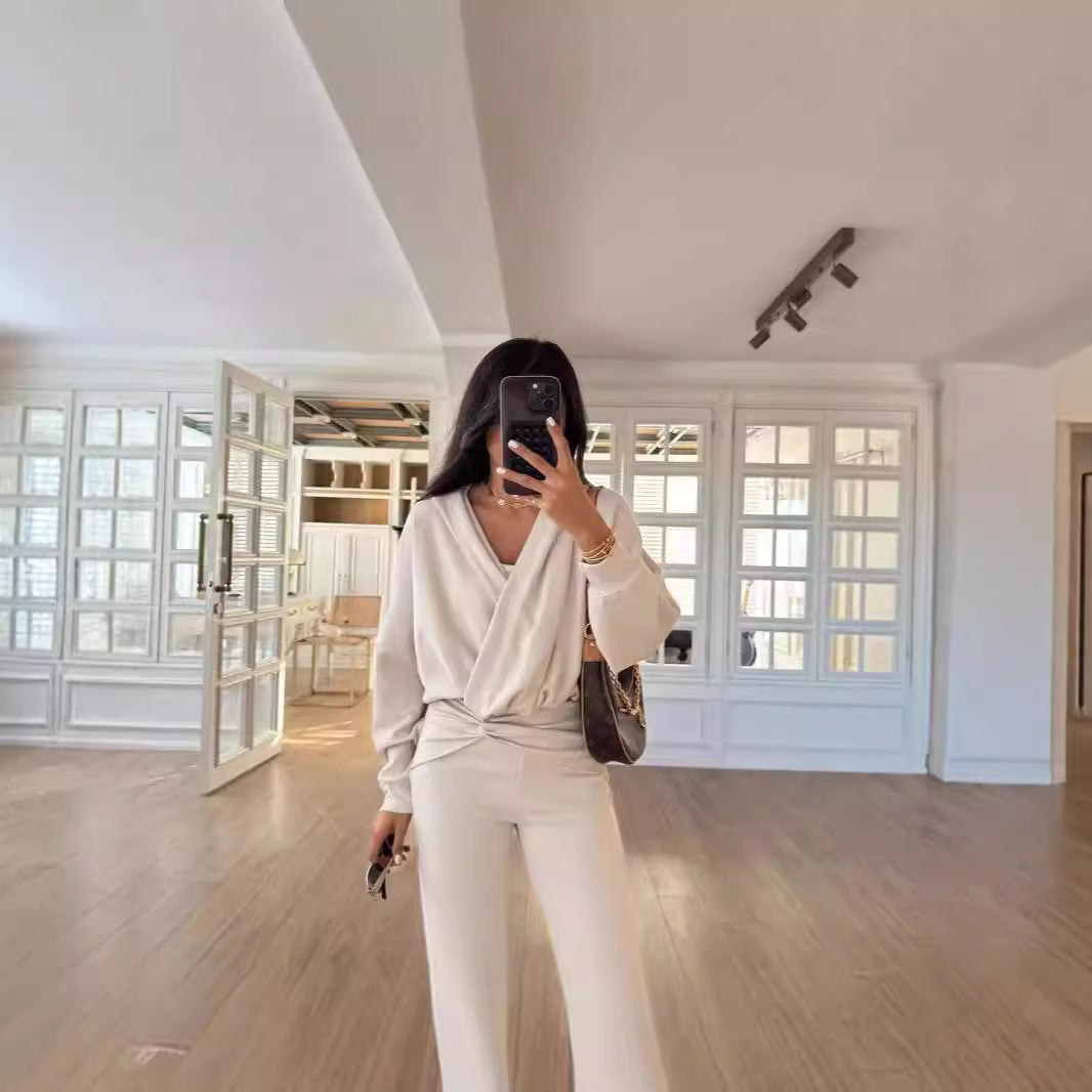 1Hooded Top Slim Fit Long Pants Two-Piece Set