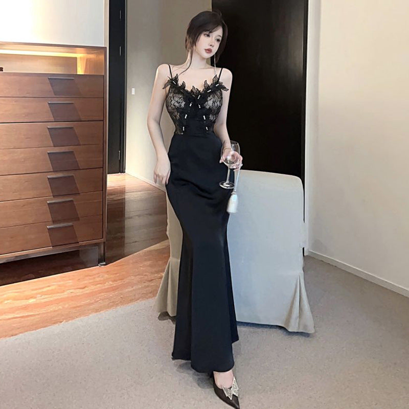 WOLFF | Slim Fit Elegantes Schlankes Dreidimensionales Spitzen-Trägerkleid
