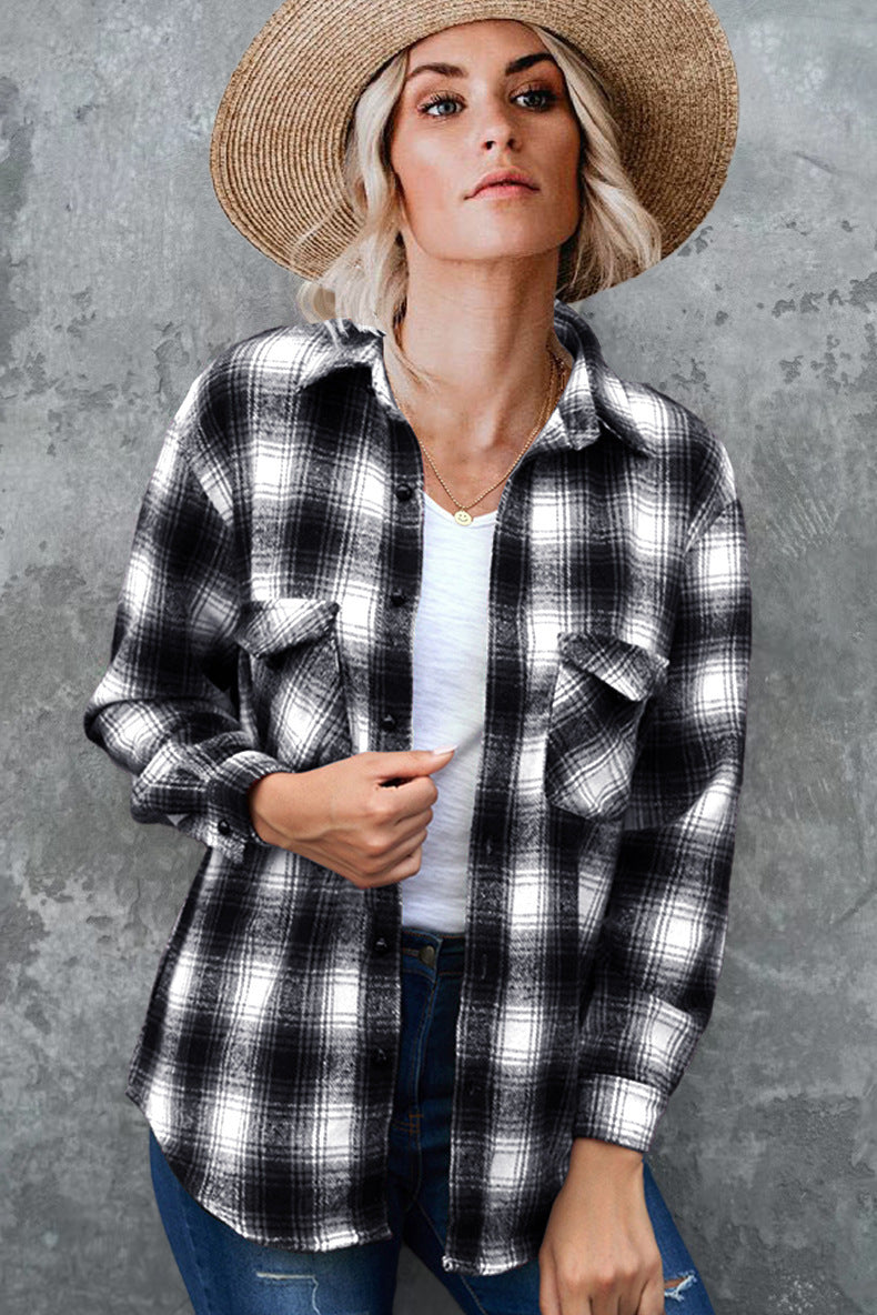 WOLFF | Kariertes Revers Cardigan Hemd