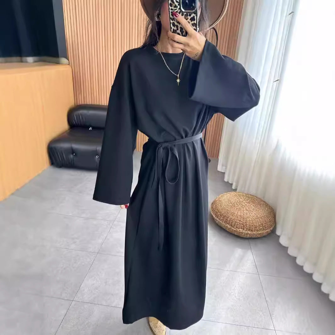 1Loose Drawstring Long Dress
