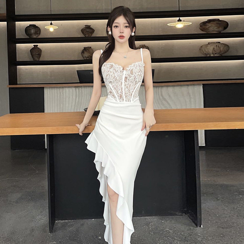 WOLFF | Spitzen Design Bodycon Spaghettiträger Kleid
