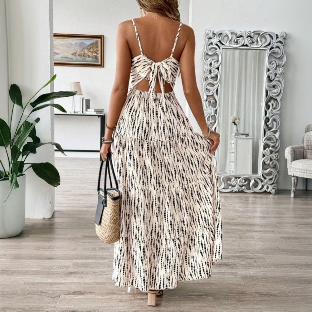 WOLFF | Unregelmäßiges Streifen Design Lang Kleid