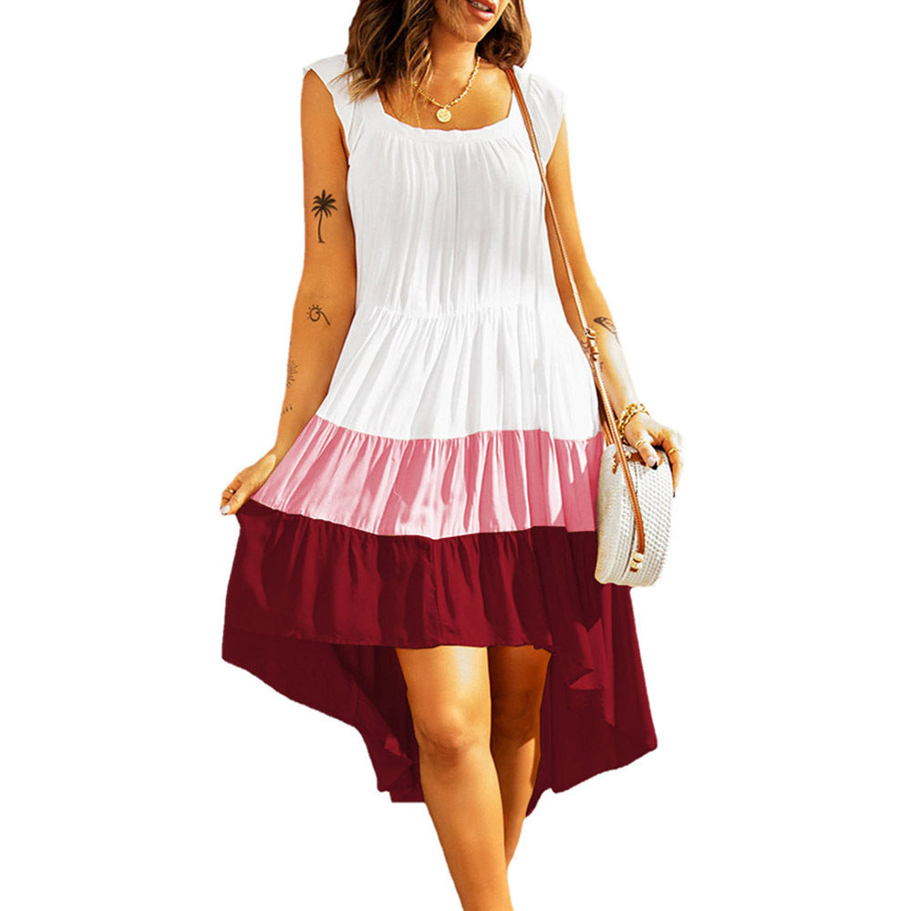 WOLFF | Schichtweise Farbe-Block Spaghetti Träger Kleid