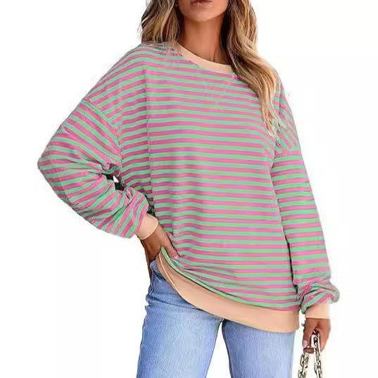 WOLFF | Farbblock gestreifter Sweatshirt-Pullover