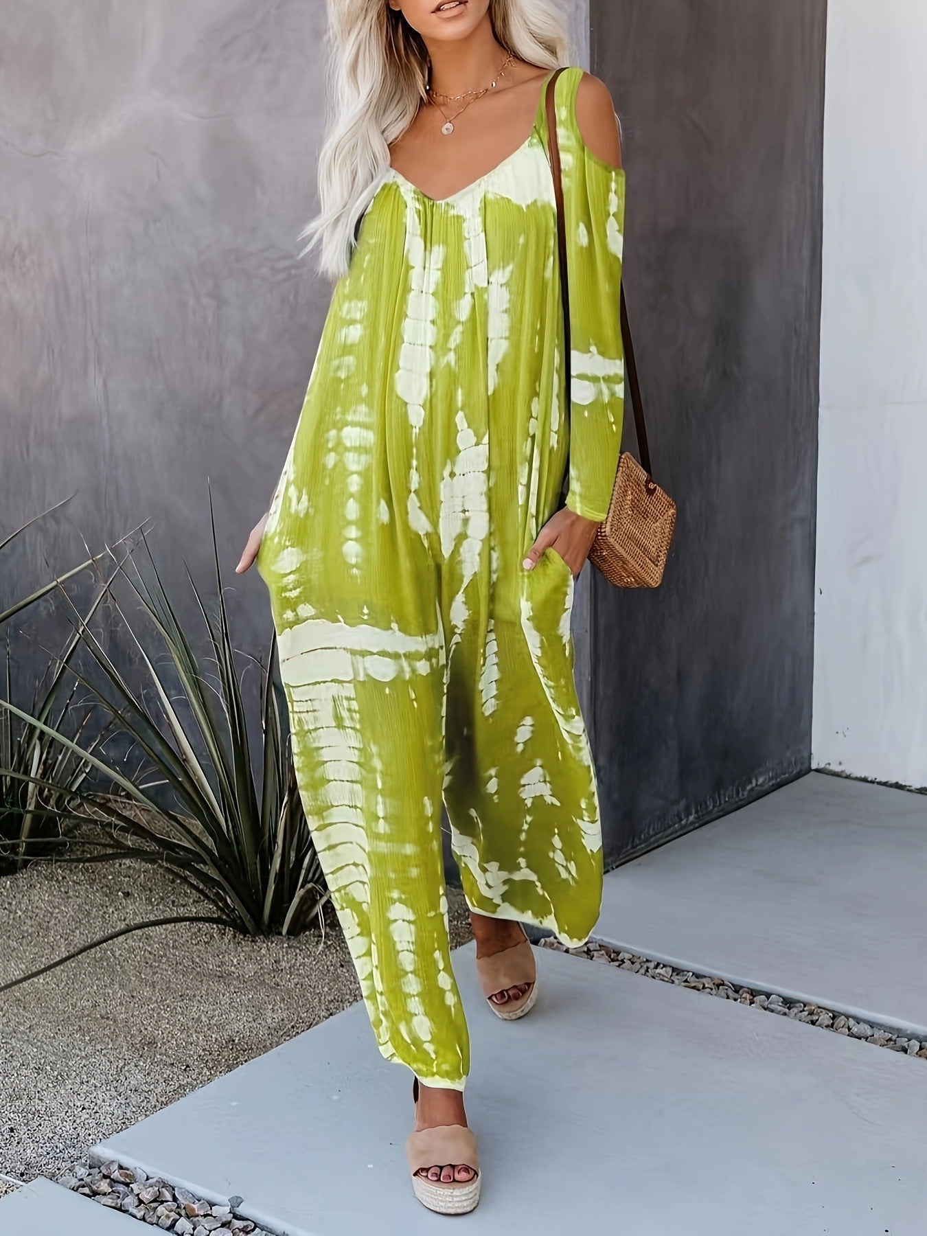 WOLFF | Schulterfreier weitbeiniger Jumpsuit