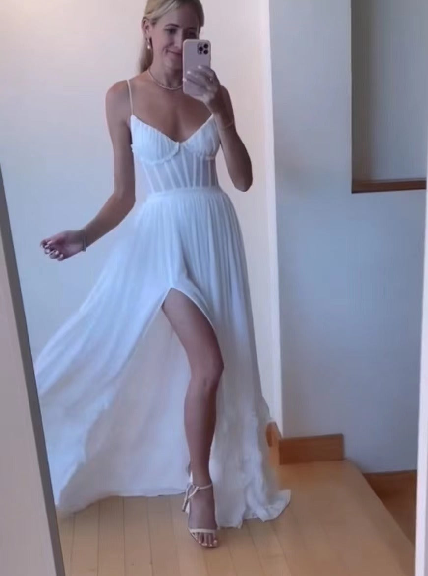 WOLFF | Bandeau Einfarbig Strand Urlaub Maxi Kleid