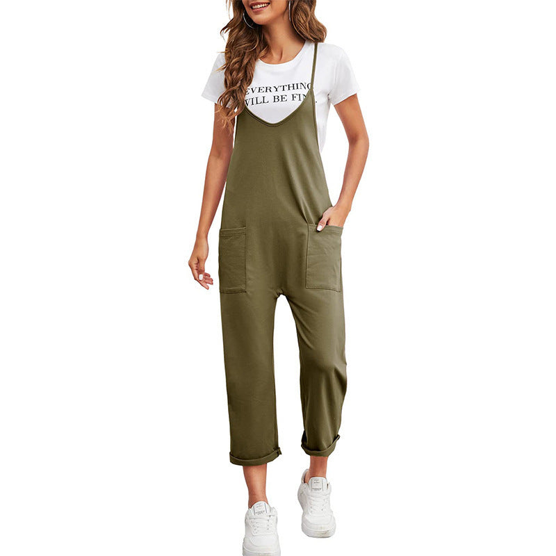 WOLFF | Lässige Taschen Lange Hose Einfarbiger Lockere Overall