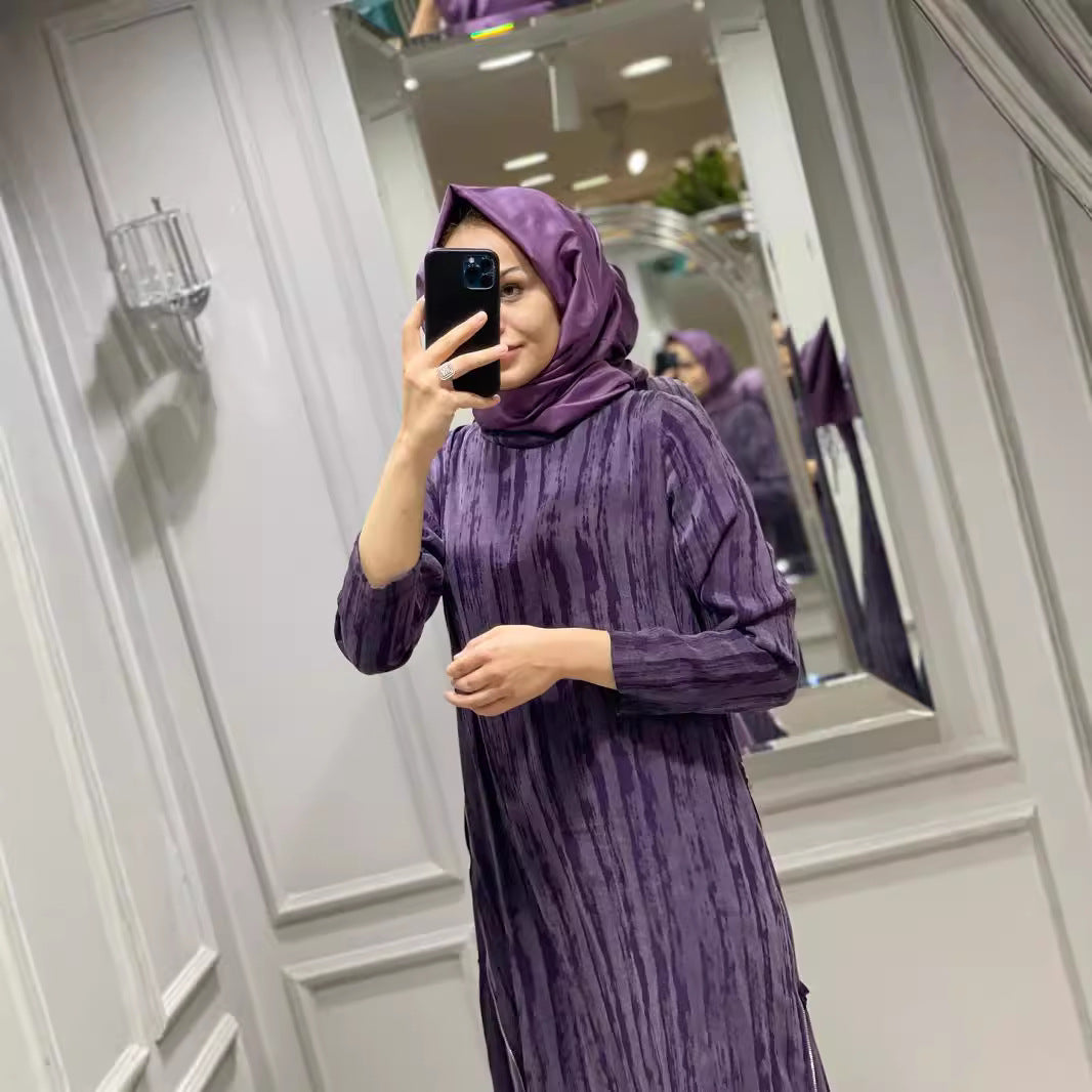 WOLFF | Muster Seitenreißverschluss Langarmkleid