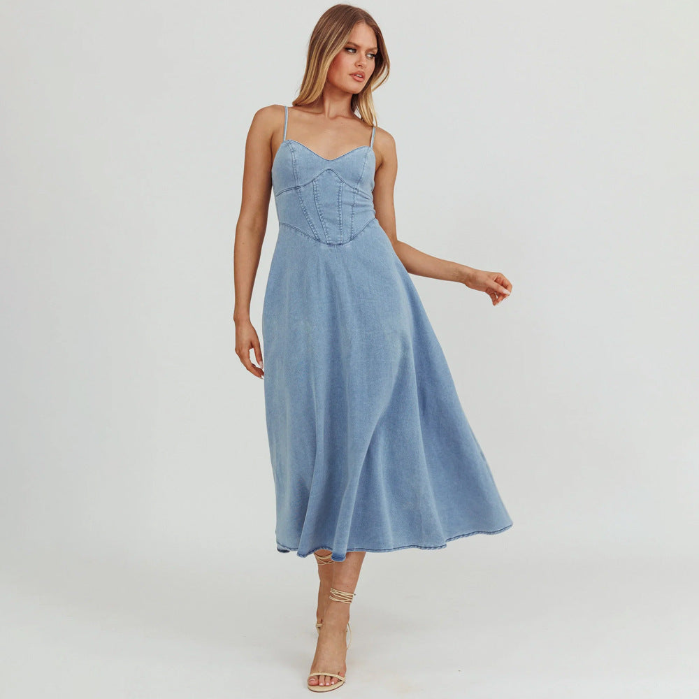 WOLFF | Trage Distressed Sexy Denim Lange Kleid