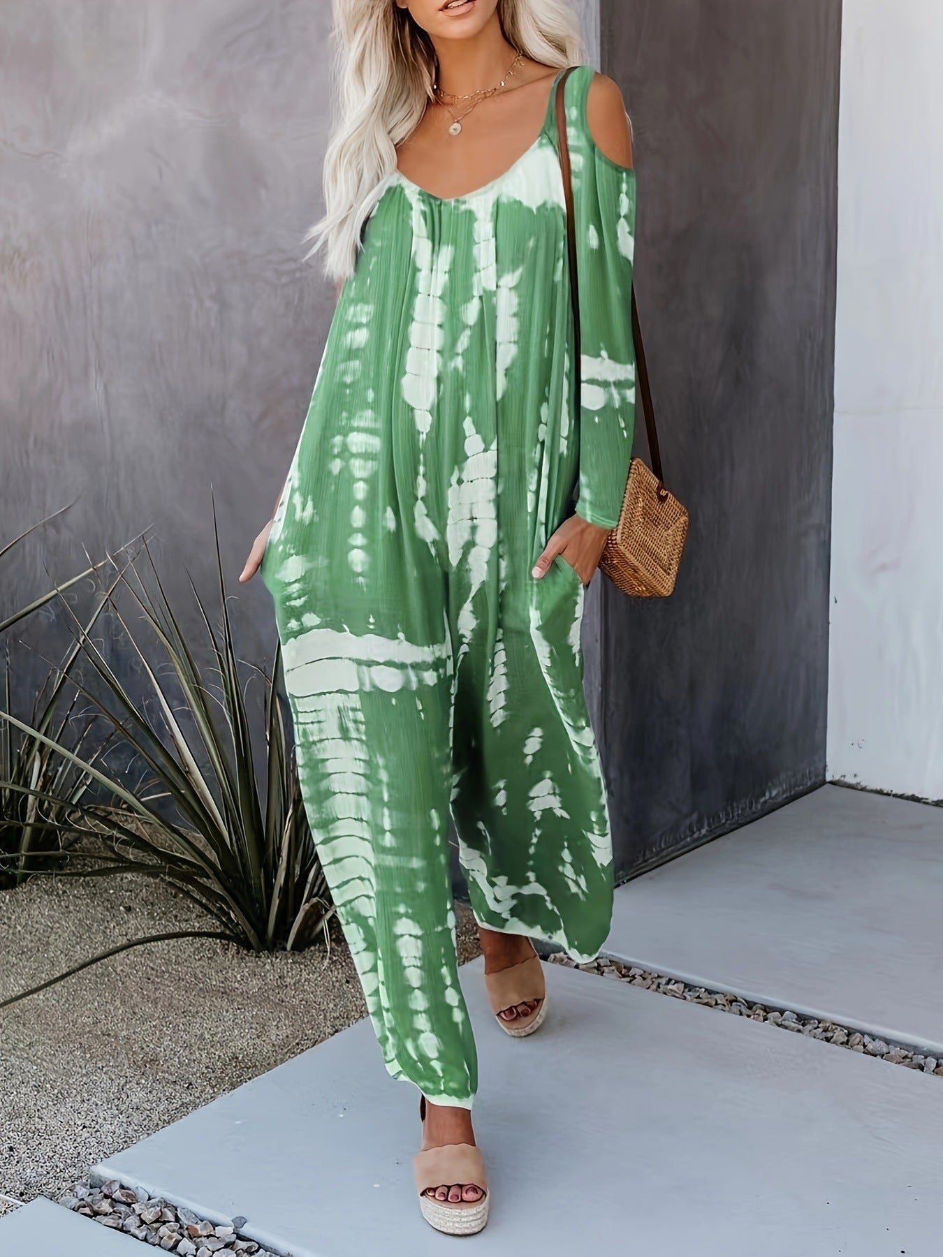WOLFF | Schulterfreier weitbeiniger Jumpsuit
