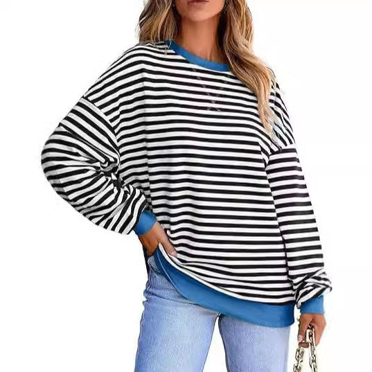 WOLFF | Farbblock gestreifter Sweatshirt-Pullover