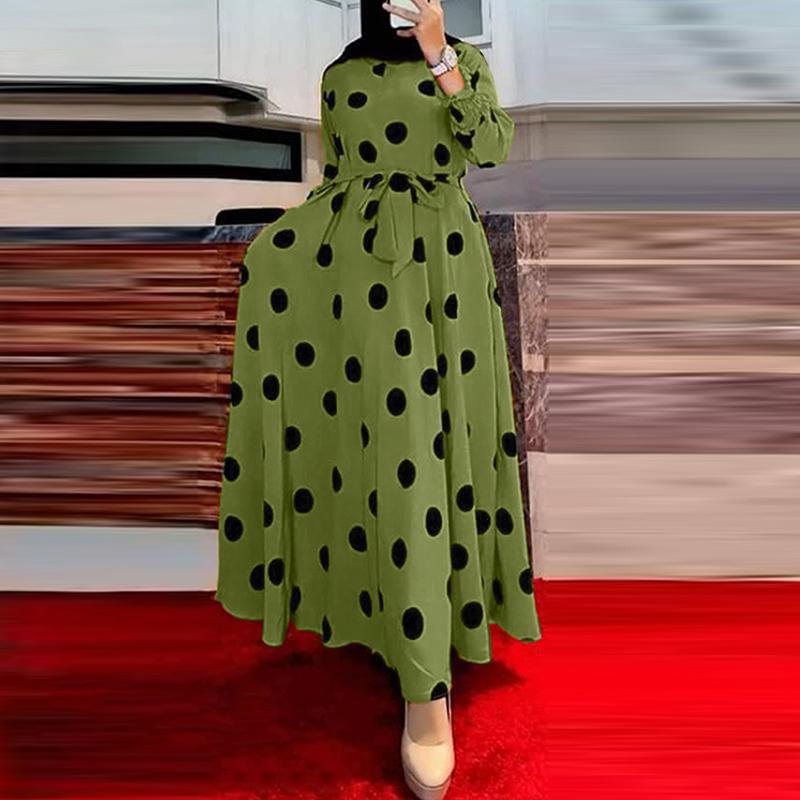 WOLFF | Polka Dot Großes Schwung Langarmkleid