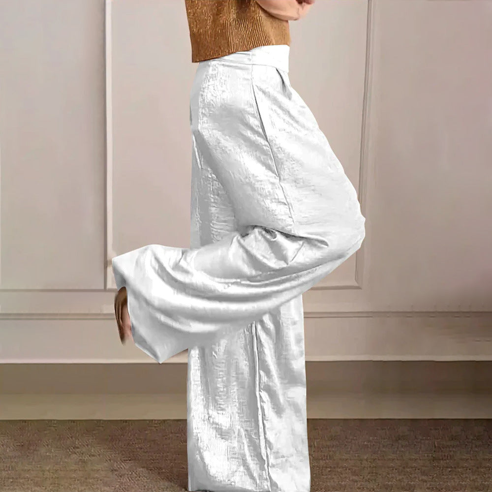 WOLFF | Metallic Hochbund Slimming Weite Beinform Hose