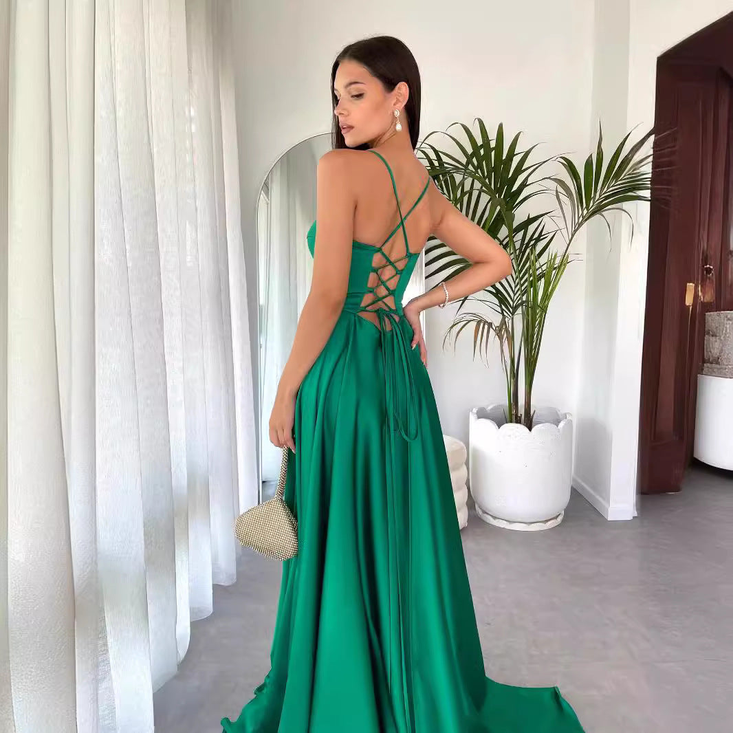 WOLFF | Trägerloses Slim Fit Split Bodenlanges Abendkleid