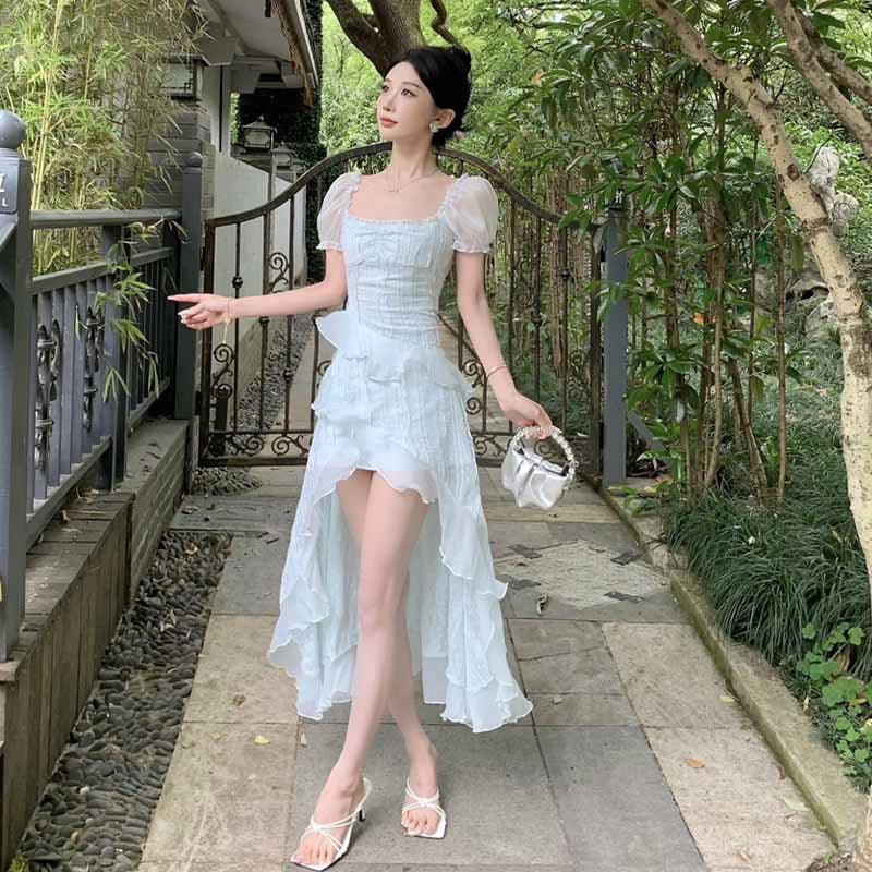 WOLFF | Chiffon Fairy Unregelmäßiges Urlaub Lang Kleid