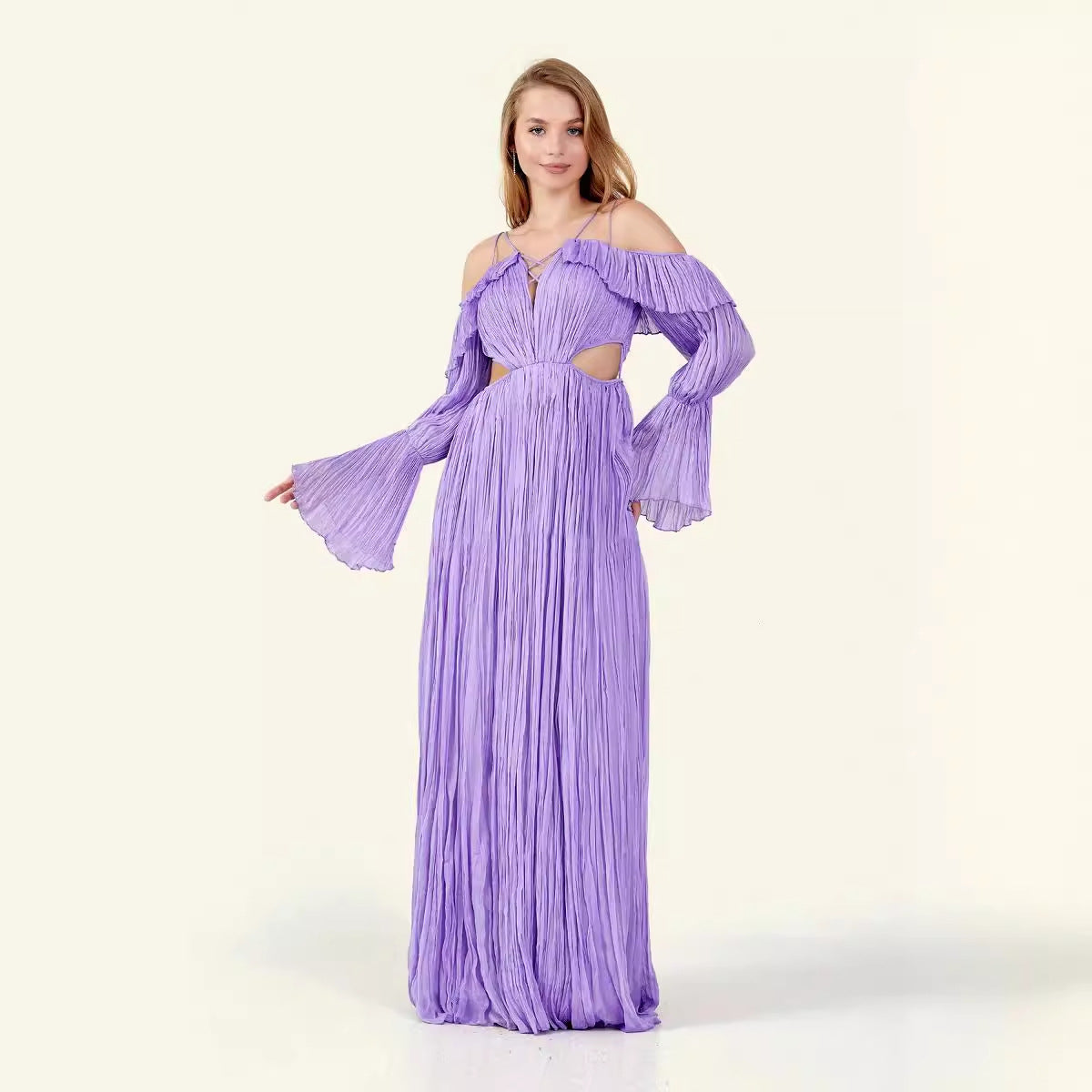 WOLFF | Offene Rückansicht Spliced Flare Langkleid