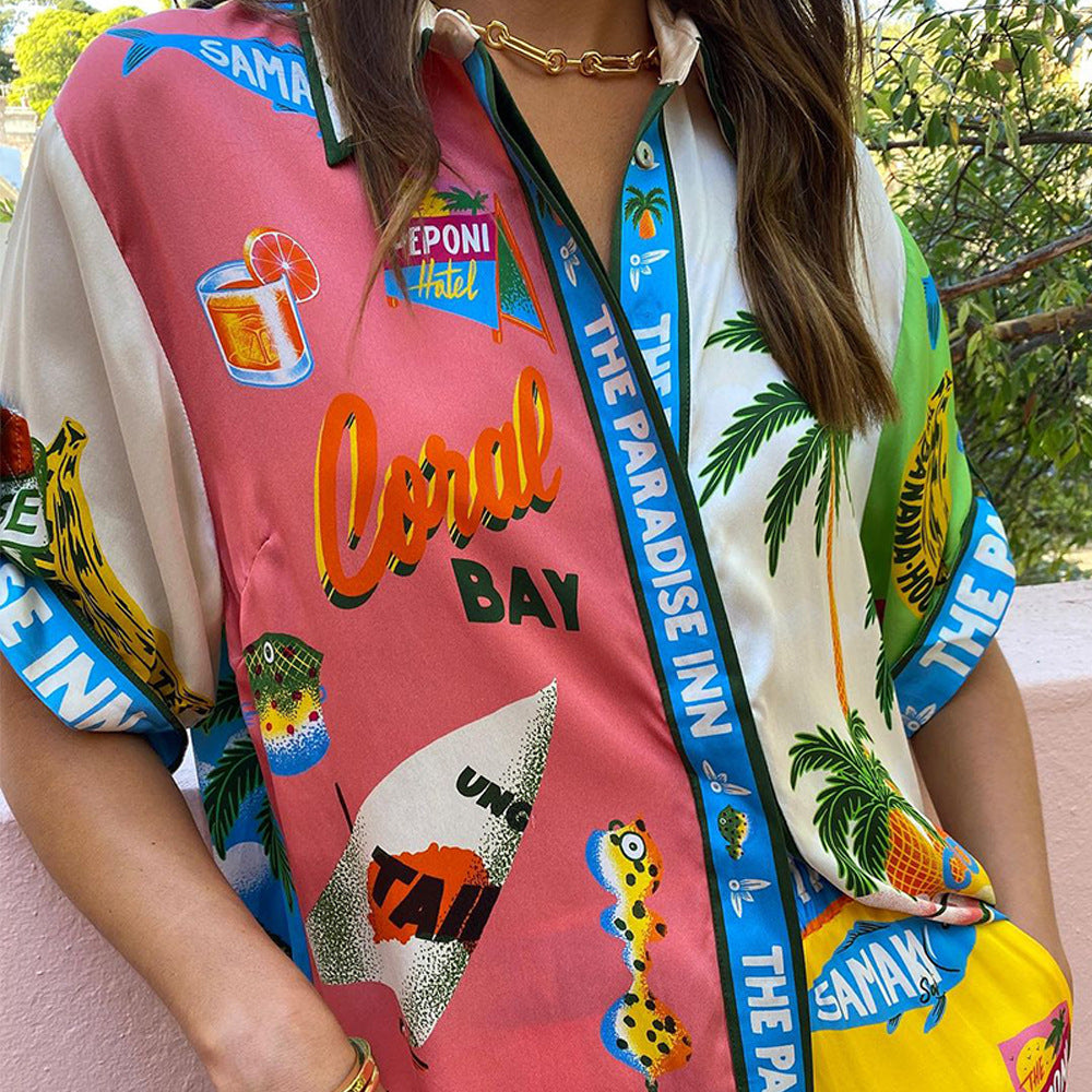 1Printed Shirt and Pants Casual Summer Set