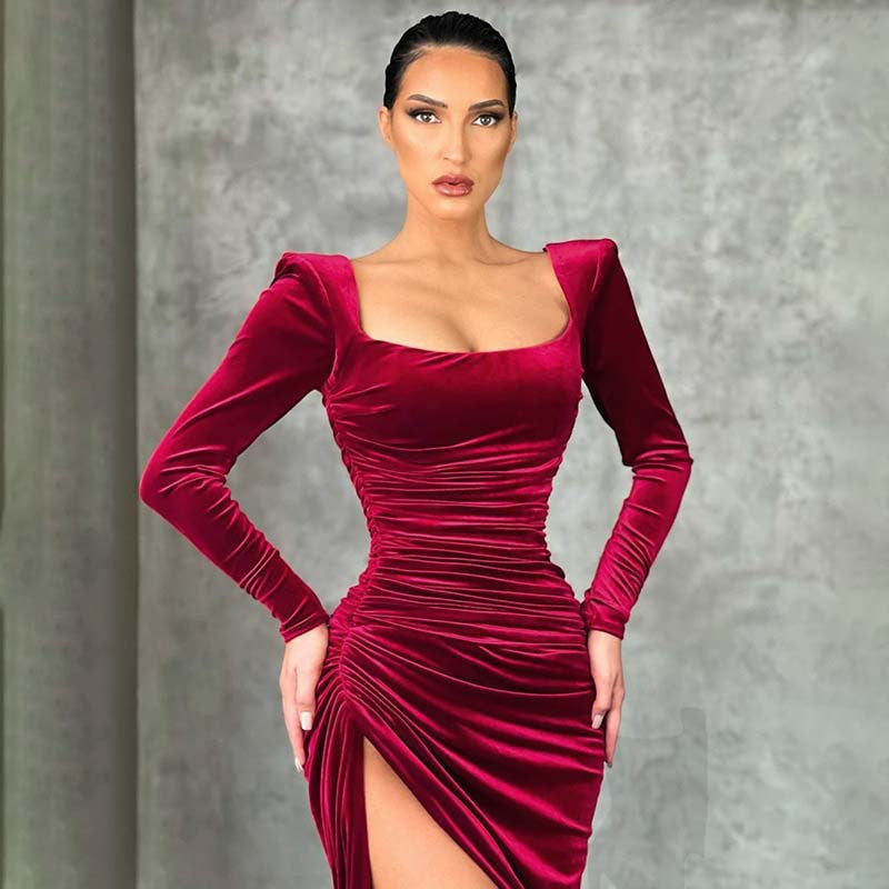WOLFF | Raffiniertes High Waist Quadrat-Ausschnitt Mini-Kleid