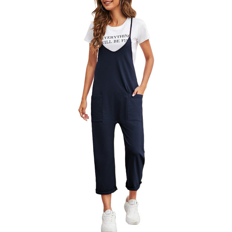 WOLFF | Lässige Taschen Lange Hose Einfarbiger Lockere Overall
