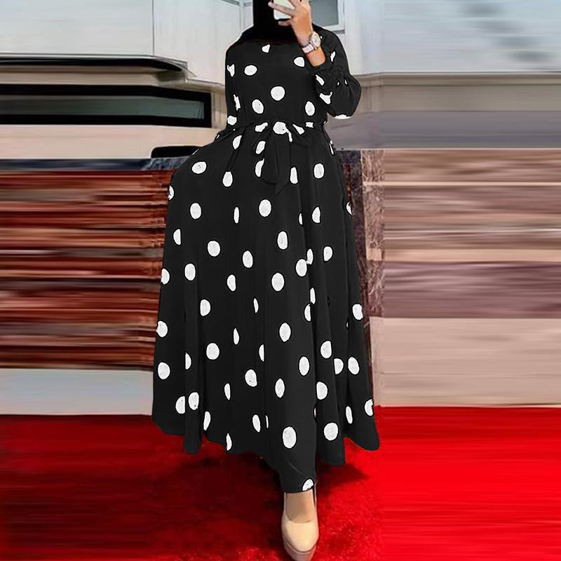 WOLFF | Polka Dot Großes Schwung Langarmkleid