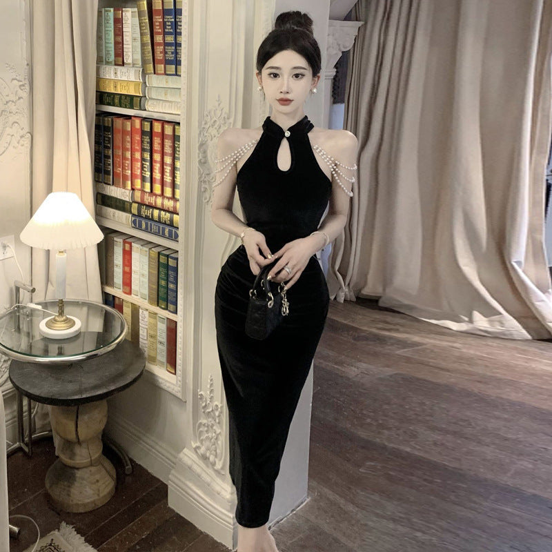 WOLFF | Slimming Verbesserte Lange Rock Qipao Kettenkleid