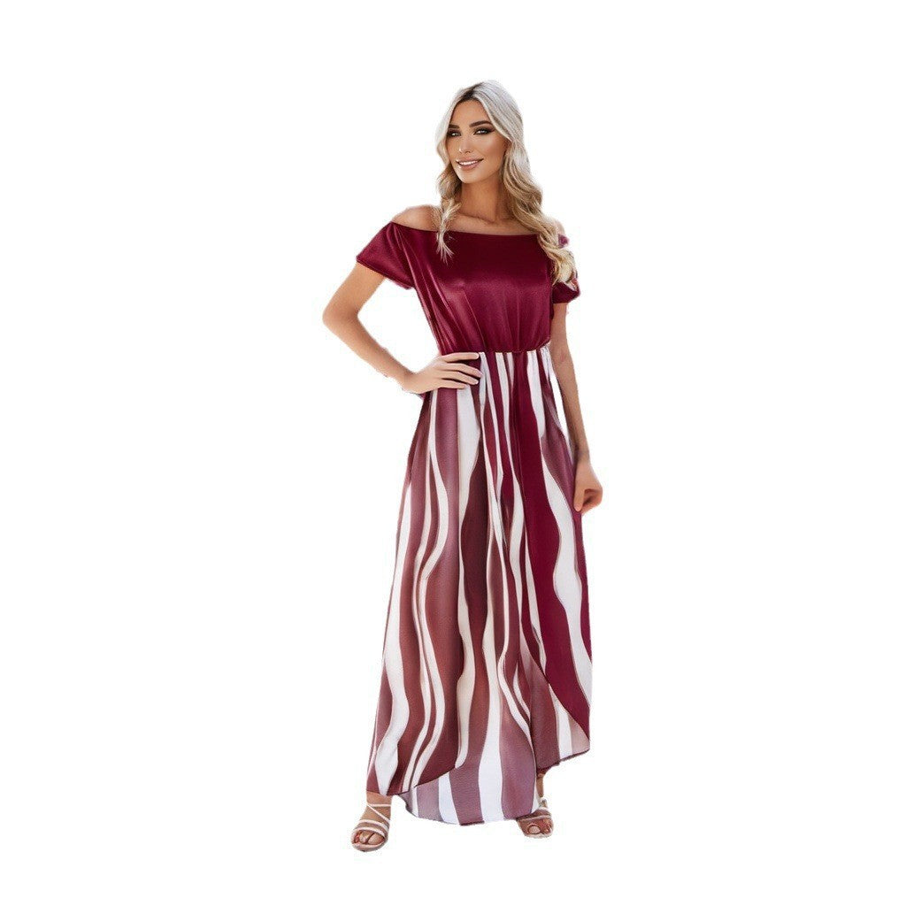 WOLFF | Zebra-Muster Off-Shoulder Taillensammel Shorts Kleid