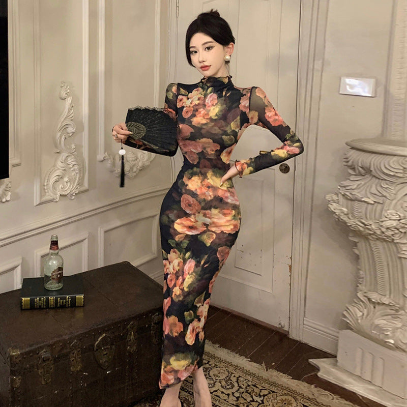 WOLFF | Stehkragen Slim Langrock Retro Kleid
